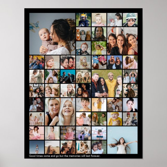 Anpassad bildcollage med 50 bilder minnesdisplay poster (Framsidan)