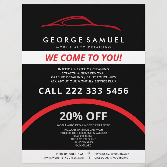 Anpassad bildelarparation & Modern bilpolering Reklamblad (Framsidan)