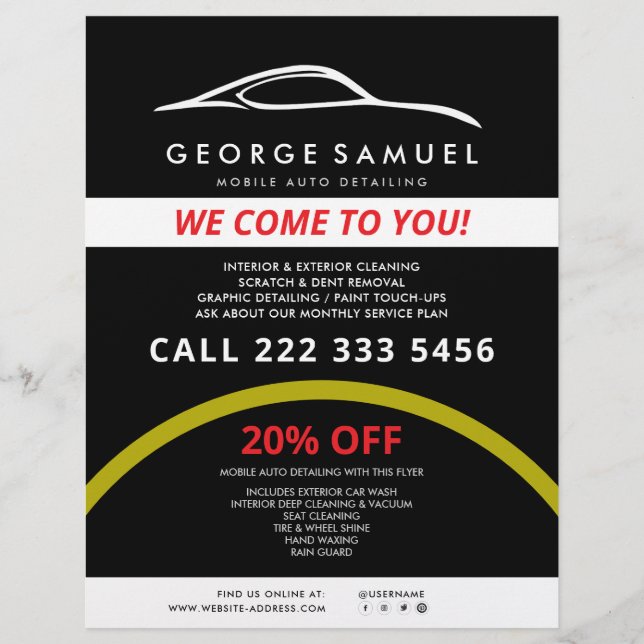 Anpassad bilreparation & Modern bildetaljering Reklamblad (Framsidan)