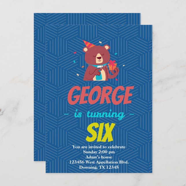 Anpassad Björnpresent Kartong Inbjudan (Fram/baksida)