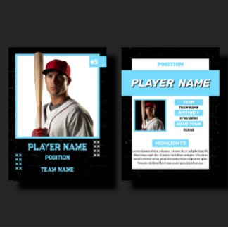 Anpassad blå baseball-kort spelarprofil