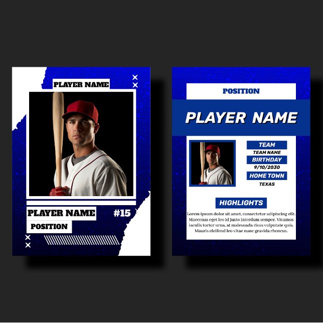 Anpassad blå baseball-kort spelarprofil (Skapare uppladdad)