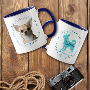 Anpassad blå Chihuahua-mugg med foto Mugg