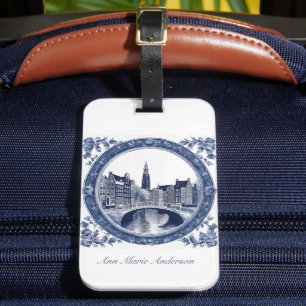 Anpassad blå Delft Amsterdam souvenir Bagagebricka