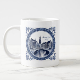 Anpassad blå Delft Amsterdam souvenir Jumbo Mugg