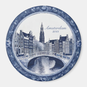 Anpassad blå Delft Amsterdam souvenir Magnet