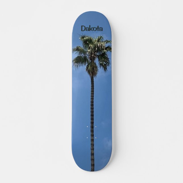 Anpassad blå himmel palmer träd namn mini skateboard bräda 18,5 cm (Framsida)