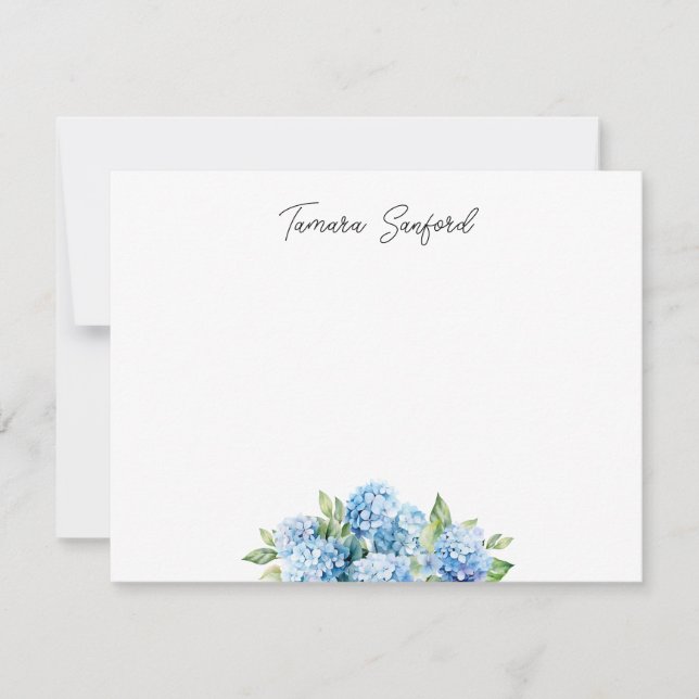 Anpassad blå hortensia anteckningskort (Framsida)