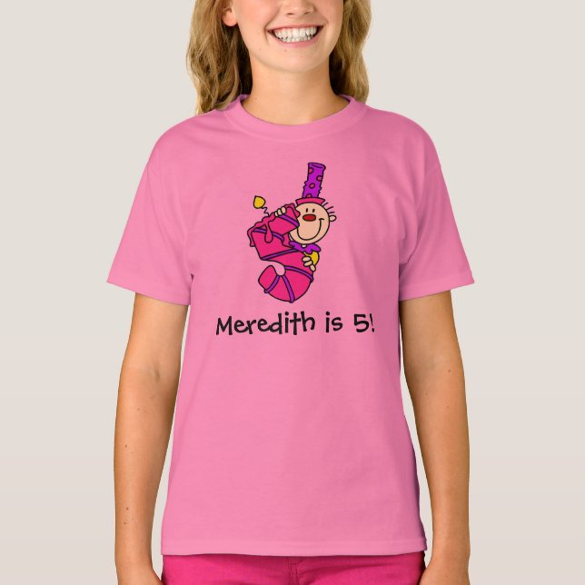 Anpassad blå ljussken Clown 5th Birthday T-shirt (Framsida)