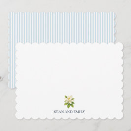 Anpassad blå magnolia blomma logotyp tack kort