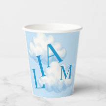 Anpassad blå moln baby shower pappersmugg