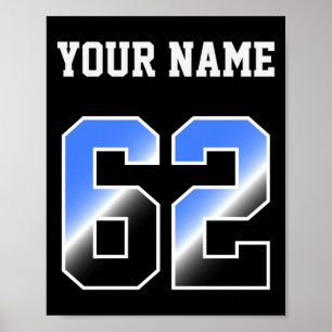 Anpassad blå nummer 62 personlig T-shirt Poster
