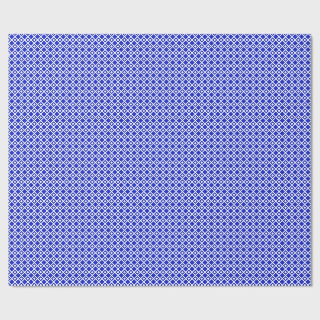 Anpassad blå och vit geometrisk diamantmönster presentpapper (Platt)