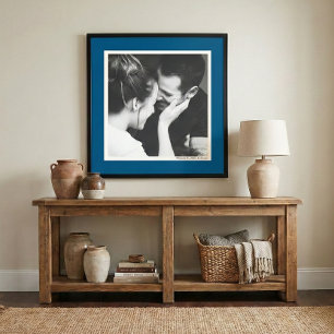 Anpassad blå ram minimalistisk parfoto bröllop poster