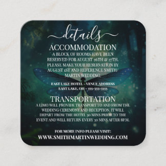 Anpassad Blå Teal Grön Trollslända Bröllopsdetalje Tilläggskort