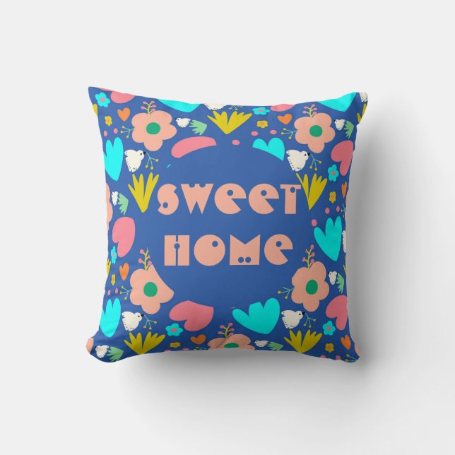 Anpassad blå trädgård kudde (Framsida)