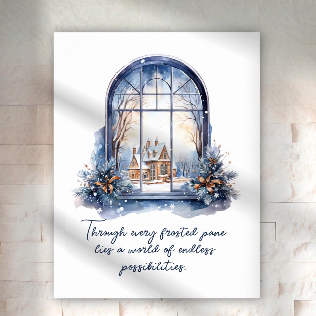 Anpassad blå vit snö nordisk vinter inspirerande poster (Skapare uppladdad)