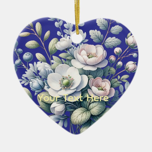 Anpassad blomdesign julgransprydnad keramik (Framsidan)