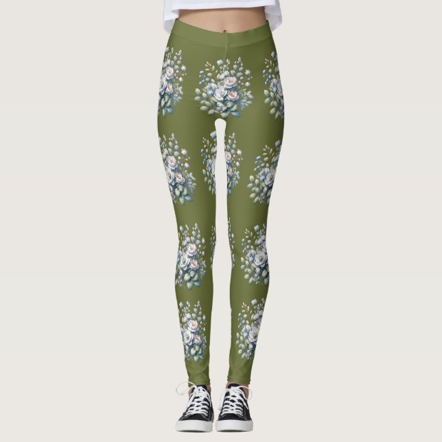 Anpassad blomdesign  leggings (Framsida)