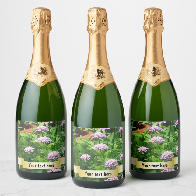 Anpassad blomfoto glänsande vinflaska  (Flaskor)