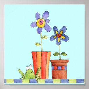 anpassad blomkrukutskrift poster