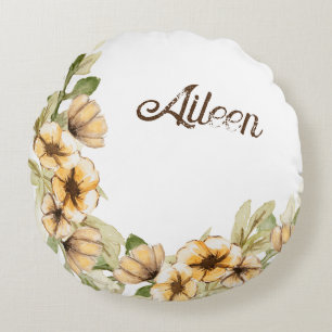 Anpassad Blommigt Bridesmaid Gift Idea Rund Kudde