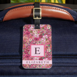 Anpassad Blommigt för Rosa av vitblommor Bagagebricka