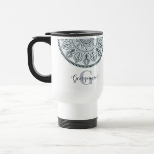 Anpassad Blommigt Harmony Grått Monotone Mandala Resemugg