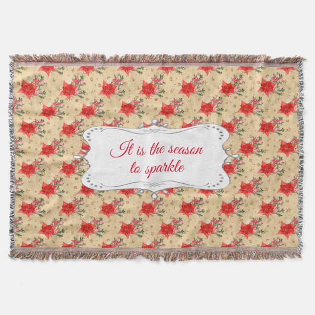 Anpassad Blommigt jul Mönster Filt (Framsidan)