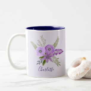 Anpassad Blommigt Violet Lila Lavender Två-Tonad Mugg