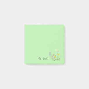 Anpassad blommonogram Mint Post-it Block
