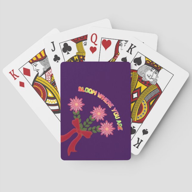 Anpassad blomning där du är vårblommig present casinokort (Baksidan)