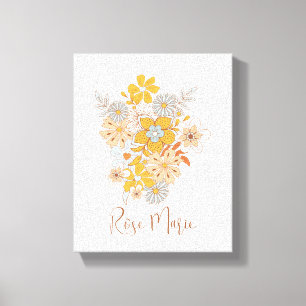 Anpassad blomster Boho Nursery Väggkonst Canvas 