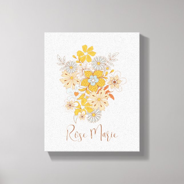 Anpassad blomster Boho Nursery Väggkonst Canvas  (Framsida)