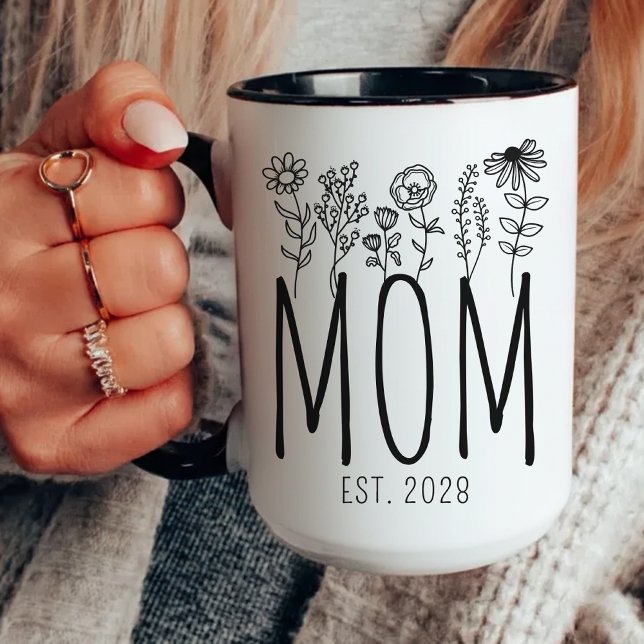 Anpassad blomster-mammamugg, födelsedagspresent ti mugg (mother’s day mug, birthday gift for mom, christmas gift for mom, custom mug for mom,)