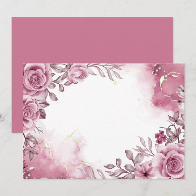 Anpassad blomster- rosa ros spara datumet (Fram/baksida)