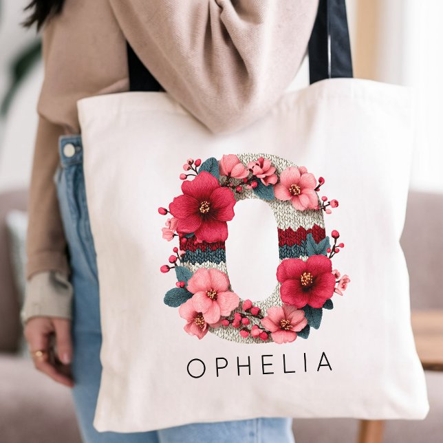 Anpassad blomsteralfabet bröllopspresent | Examen Tygkasse (Custom Graduation Birthday Gift for Her Floral Bag | Personalized Teacher Appreciation Tote Bag)