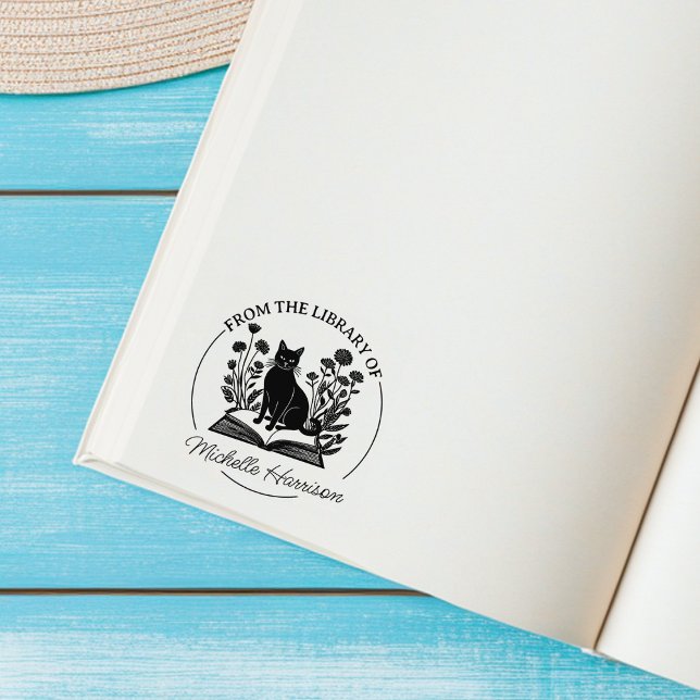 Anpassad blomsterbibliotekskattbok  stämpel (Skapare uppladdad)