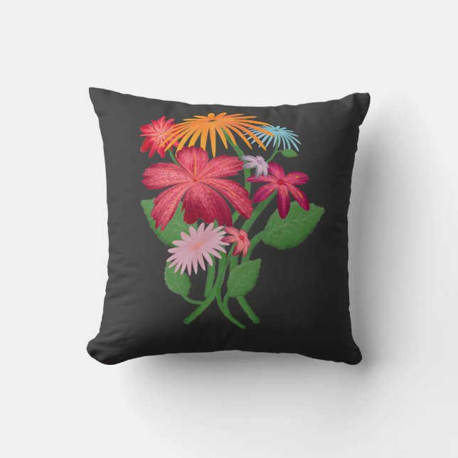Anpassad blomsterbukett estetisk boho blomma  kudde (Framsida)