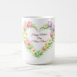 Anpassad blomsterhjärtamors dagskopp kaffemugg