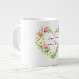 Anpassad blomsterhjärtas morsdagsmugg jumbo mugg