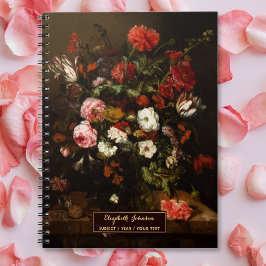 Anpassad blomsterkonst Elegant typsnitt Guld Namn  Anteckningsbok