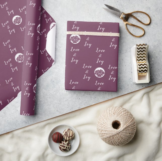Anpassad blomsterlogotyp Lila 'Kärlek och glädje' Presentpapper (Hantverk)