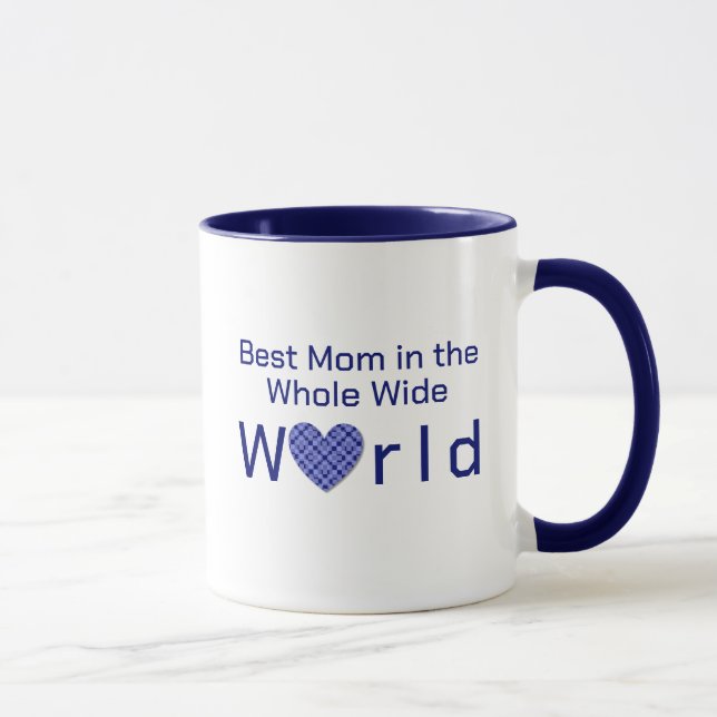 Anpassad Blue Checkered Heart World's Best Mamma Mugg (Höger)