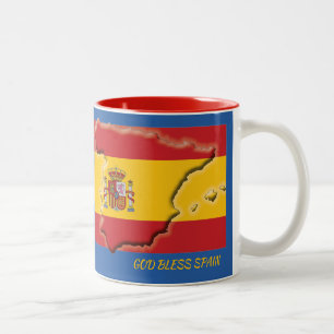 Anpassad BLUE för SPAIN FLAGGA-skript Två-Tonad Mugg