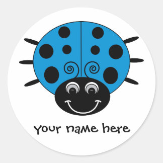 Anpassad Blue Ladybug Sticker Runt Klistermärke
