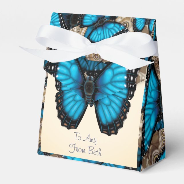 Anpassad Blue Morpho Butterfly Swirl Presentaskar (Framsidan Sidan)
