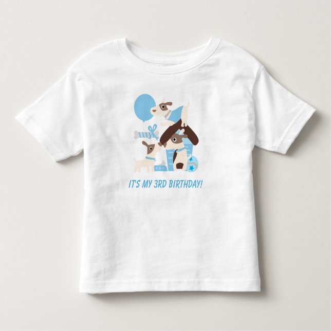 Anpassad Blue Puppy Hund Birthday Tshirt Tröja (Framsida)