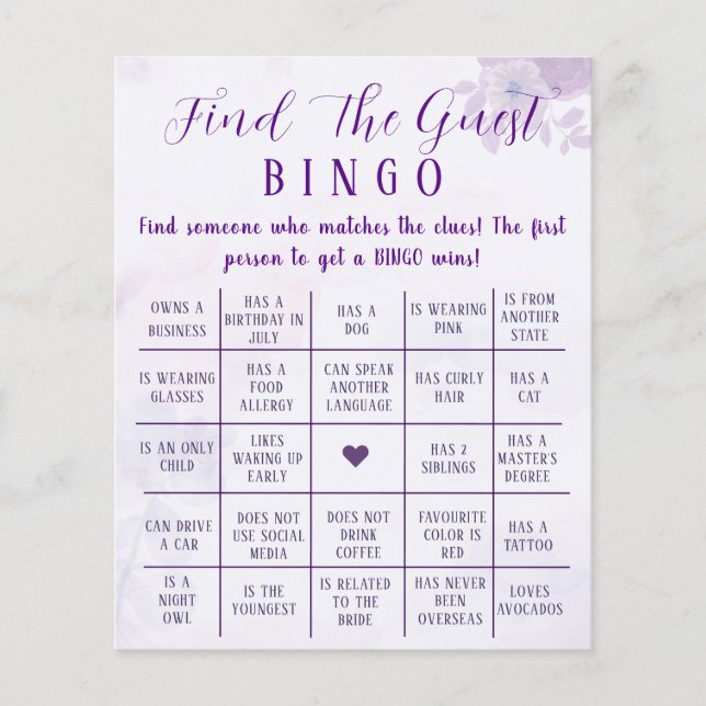 Anpassad Boho Blommig Hitta Gästbingo Game Flygblad (Framsidan)