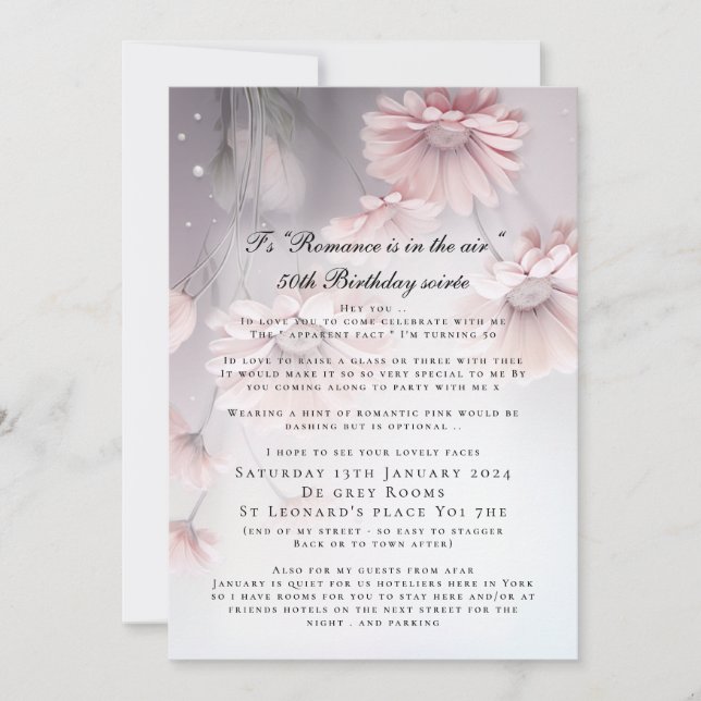 Anpassad Boho Drömmig Rosa Marguerit Födelsedagsin Inbjudningar (Framsida)